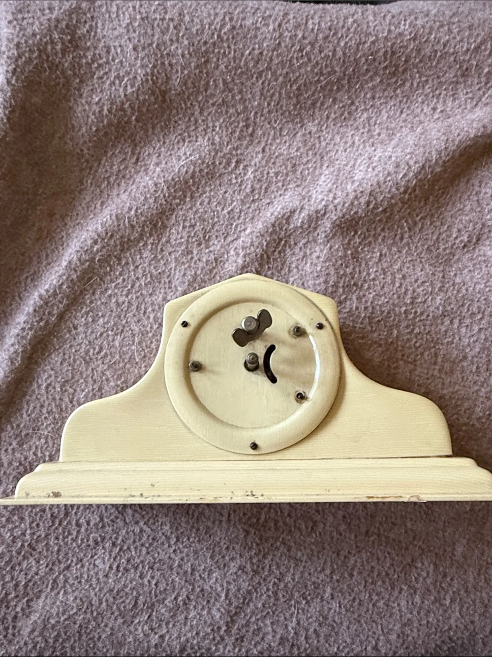 Vintage Ivory Celluloid Cream Mantel Clock Wall Shelf